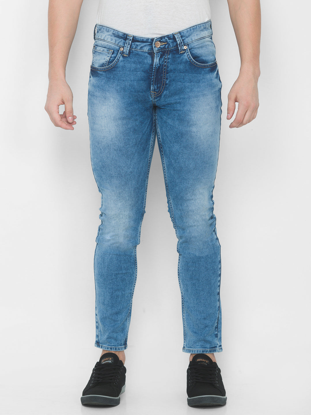 Spykar Men Blue Cotton Slim Fit Narrow Length Jeans (Skinny)