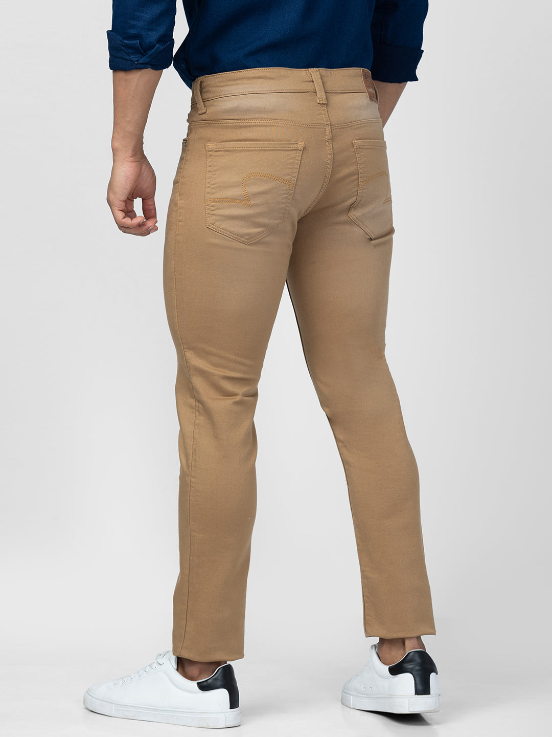 Spykar Men Dark Khaki Cotton Regular Fit Narrow Length Jeans (Rover)