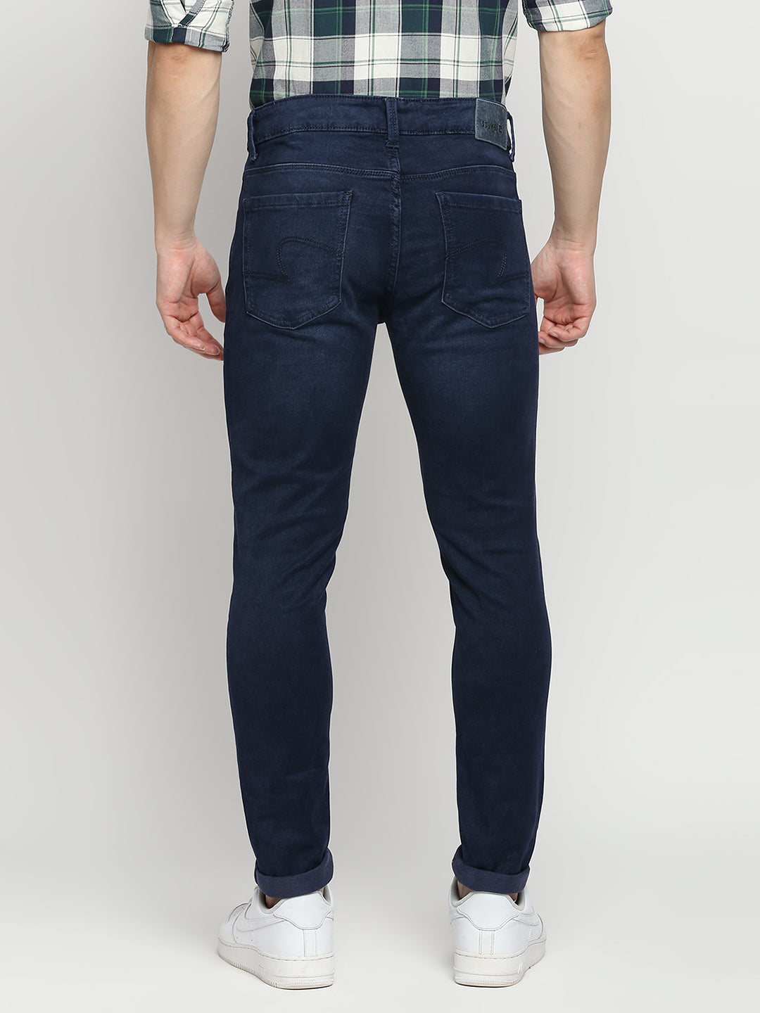 Spykar Dark Blue Cotton Super Slim Fit Tapered Length Jeans For Men (Super Skinny)