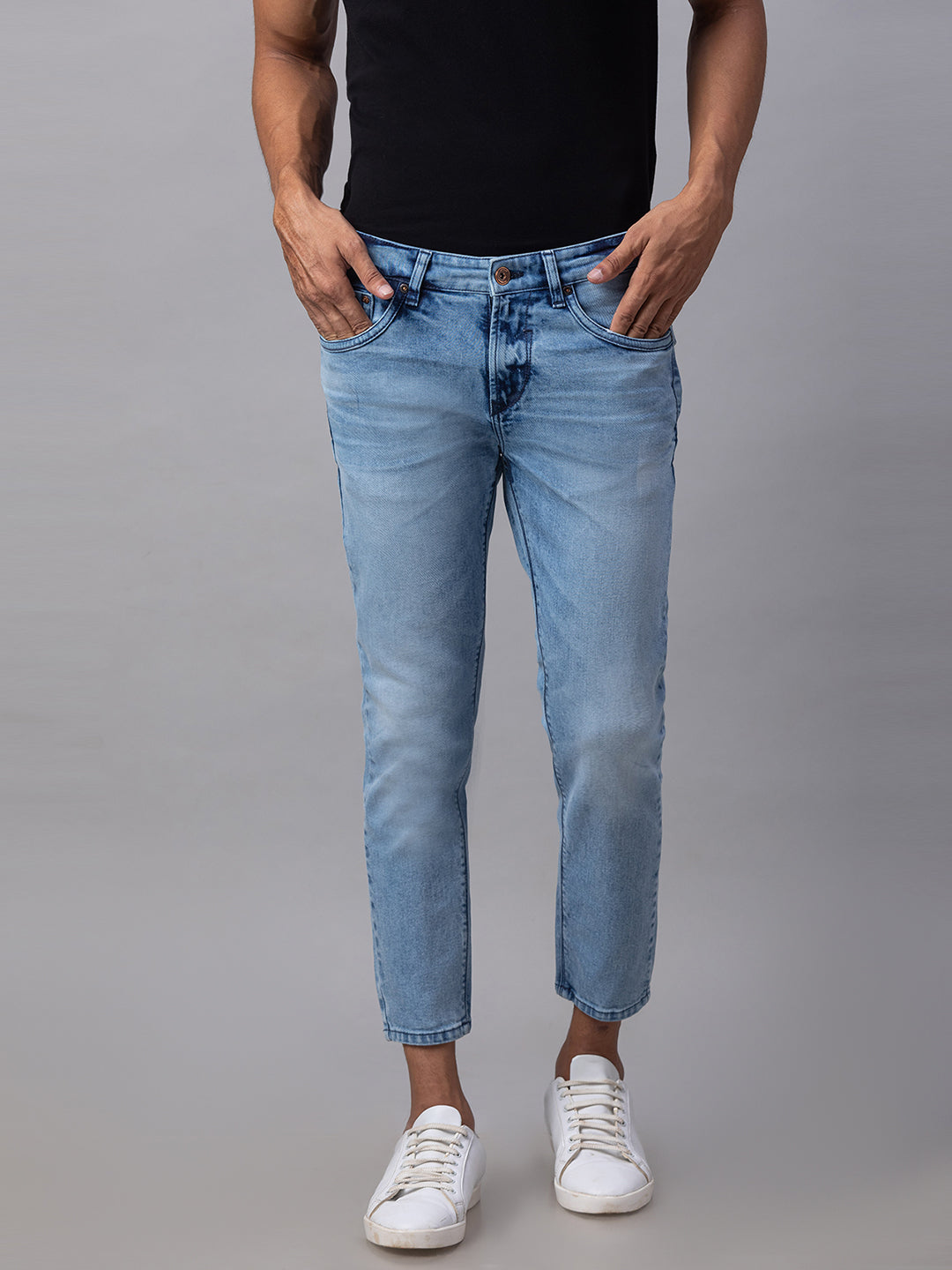 Spykar Men Blue Cotton Slim Fit Tapered Length Jeans (Kano)