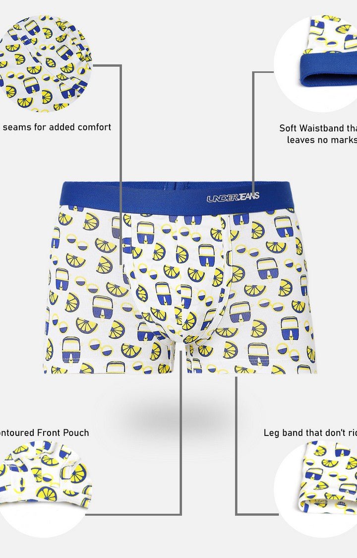 Underjeans By Spykar Men Premium Blue Cotton Blend Printed Trunk