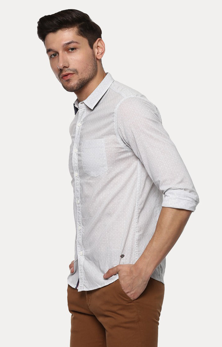 Spykar Men'S White Cotton Printed Casual Shirts