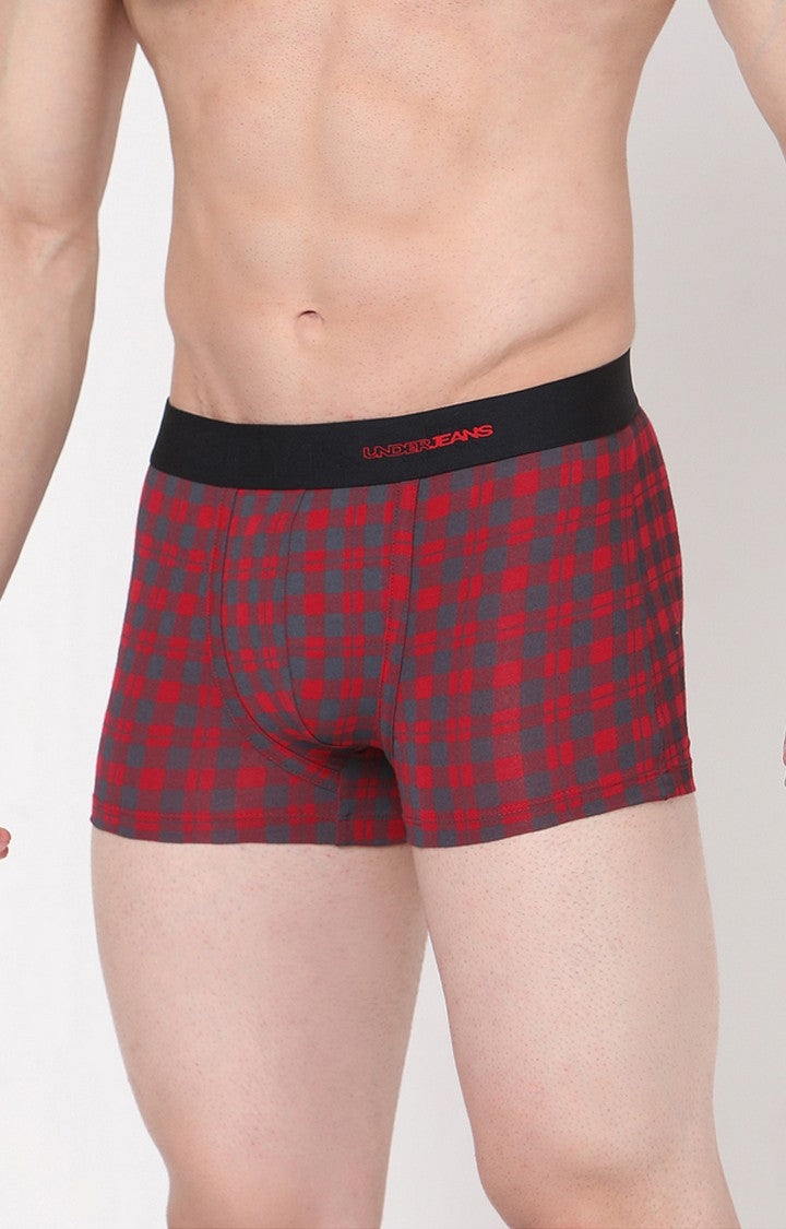 Underjeans By Spykar Men Maroon Checked Trunks