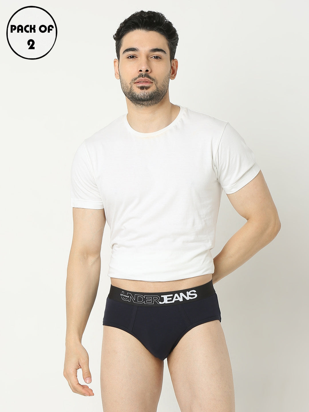 Underjeans By Spykar Men Premium Navy Brief Pack Of 2