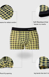 Underjeans By Spykar Men Yellow Check Cotton Blend Trunk