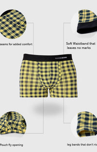 Underjeans By Spykar Men Yellow Check Cotton Blend Trunk
