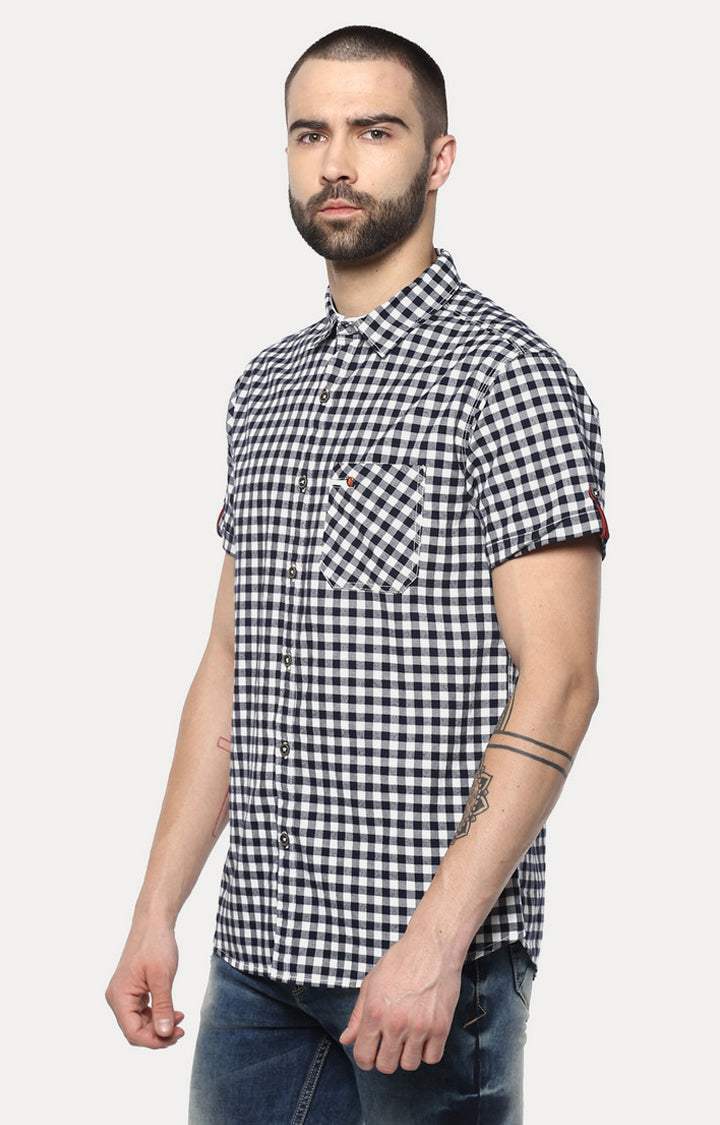 Spykar Men'S Black Cotton Checked Casual Shirts