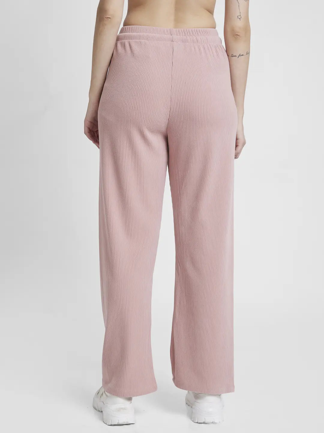 Spykar Women Dusty Pink Blended Straight Fit Ankle Length Trackpant