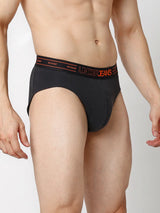 Underjeans By Spykar Men Premium Grey & White Cotton Blend Regular Fit Brief - Pack Of 2
