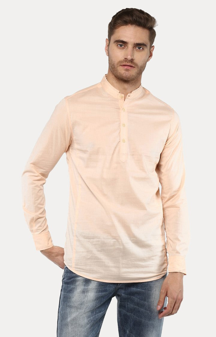 Spykar Men'S Orange Cotton Solid Casual Shirts