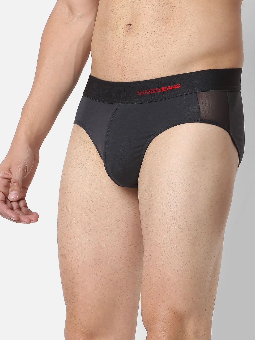 Underjeans By Spykar Men Premium Dark Grey Cotton Blend Brief