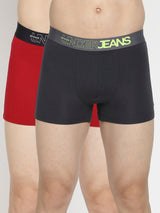 Men Premium Maroon & Dark Grey Cotton Blend Trunk - Pack Of 2- Underjeans By Spykar