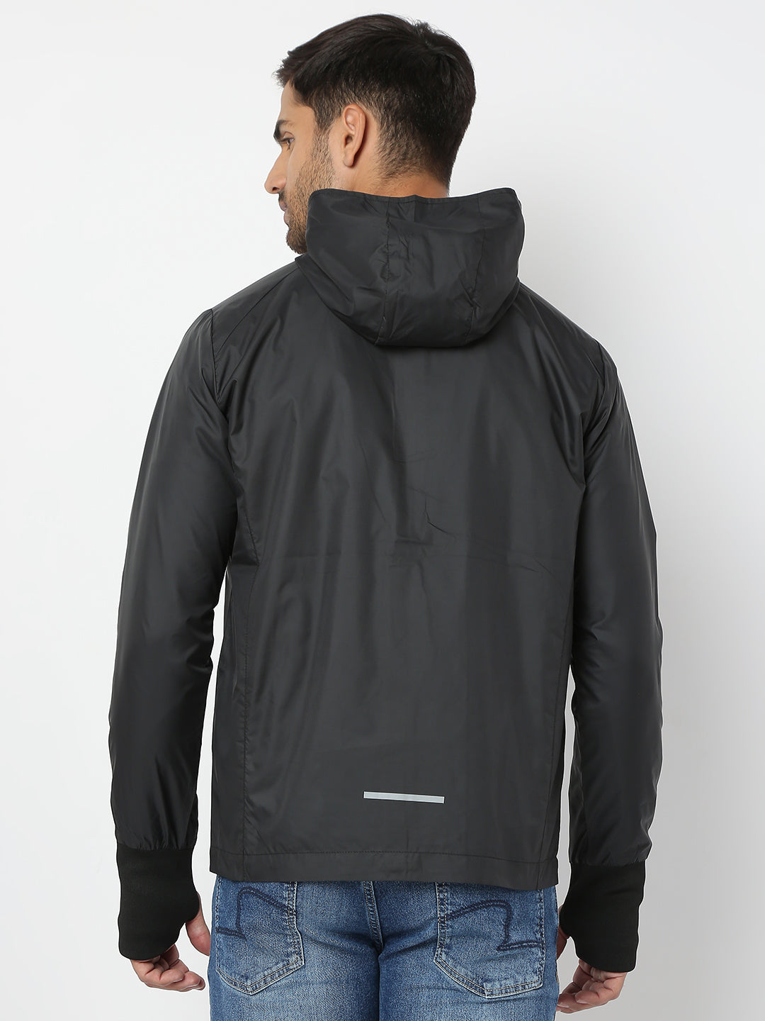 Spykar Men Black Nylon Regular Fit Jacket