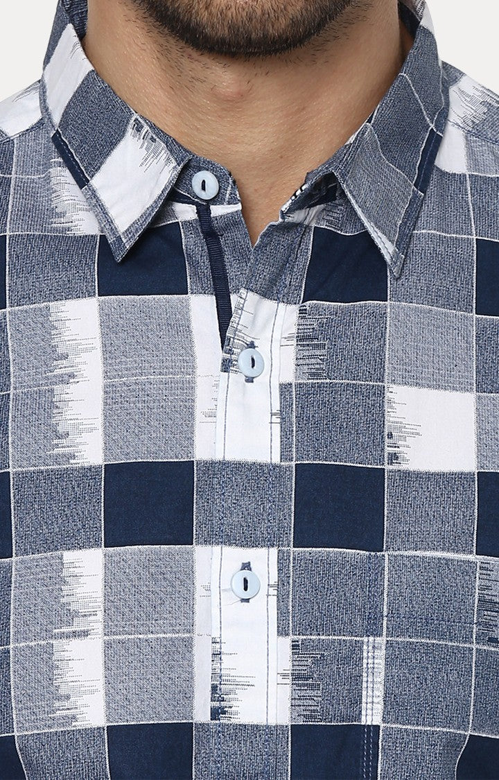 Spykar Men'S Blue Cotton Checked Casual Shirts