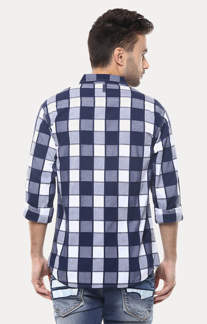 Spykar Men'S Blue Cotton Checked Casual Shirts