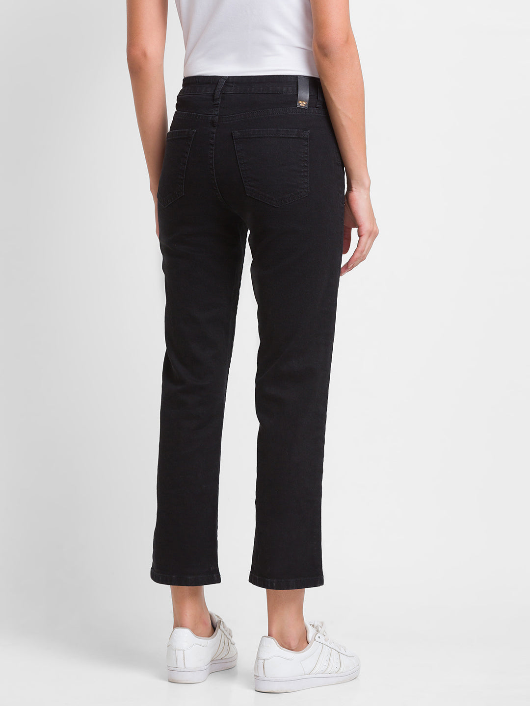 Spykar Black Lycra Slim Straight Fit Ankle Length Jeans For Women (Emma)