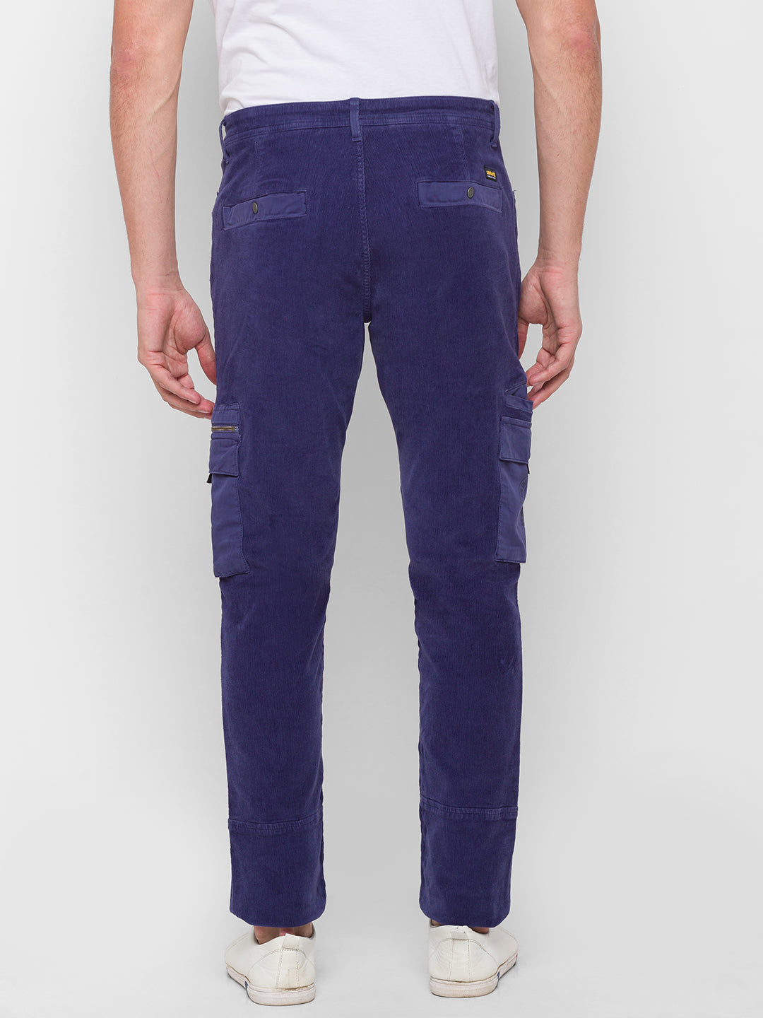 Spykar Men Blue Cotton Slim Fit Casual Trouser