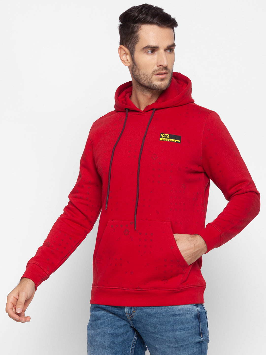 Spykar Red Cotton Sweatshirt For Men