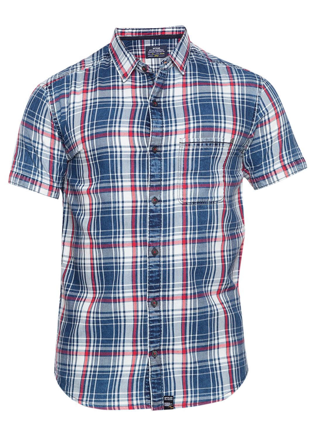 Spykar Red Cotton Slim Fit Shirts For Men