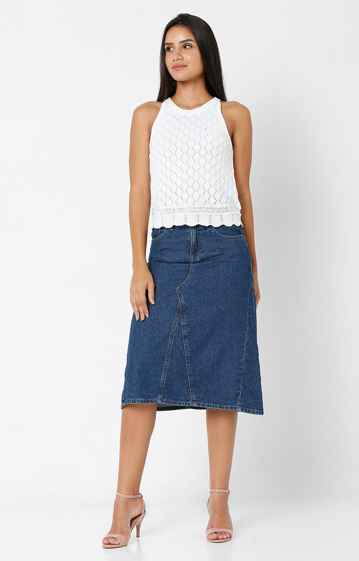 Spykar Women Blue Denim Slim Fit Skirt