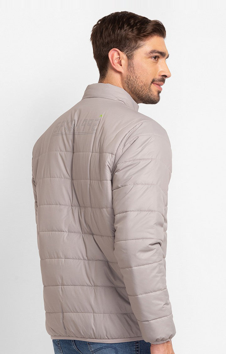 Spykar Light Grey Polyester Full Sleeve Casual Jacket For Men