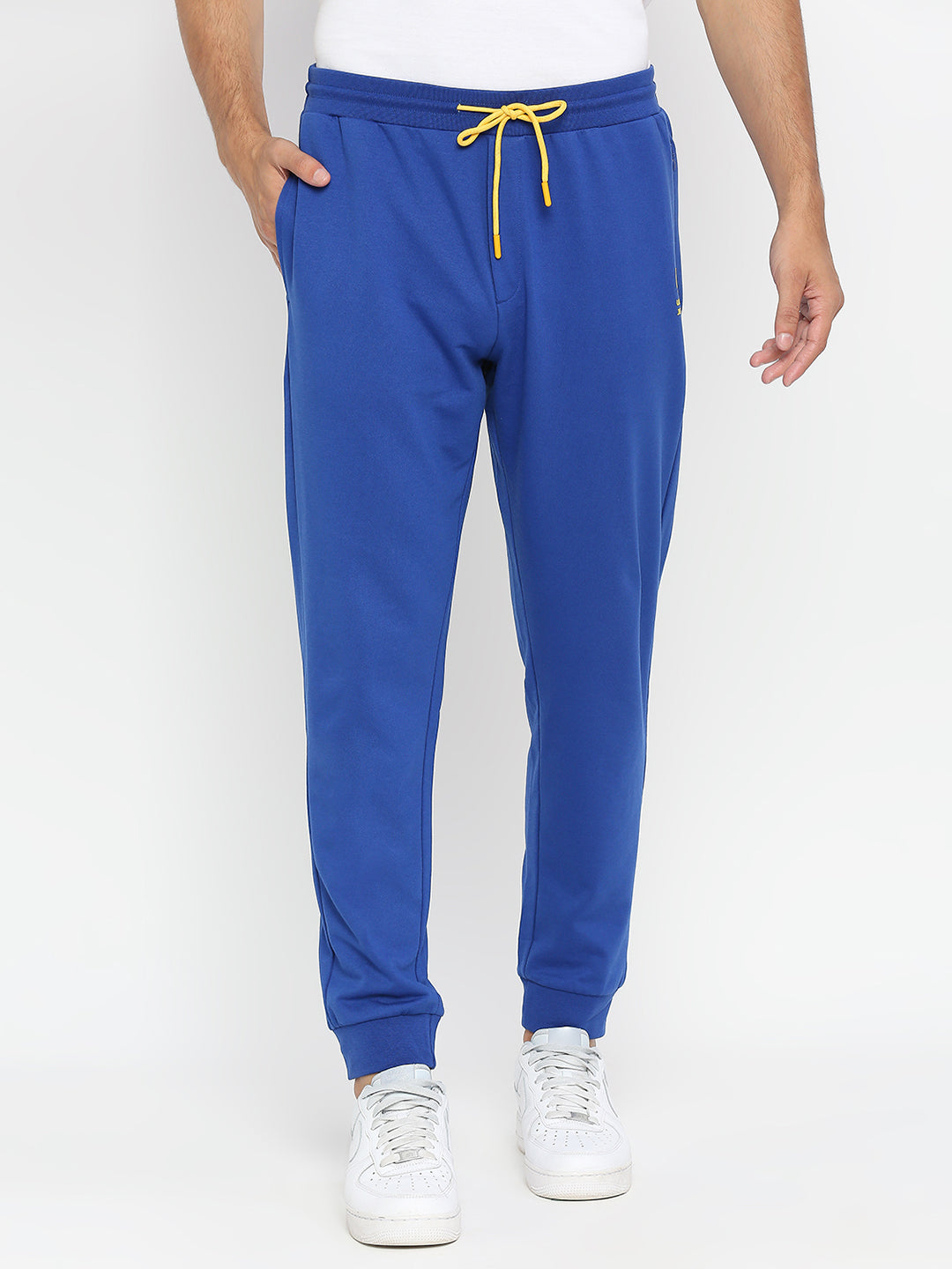 Men Premium Cotton Blend Royalblue Trackpant - Underjeans By Spykar