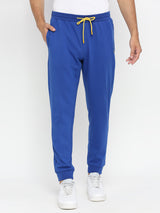 Men Premium Cotton Blend Royalblue Trackpant - Underjeans By Spykar