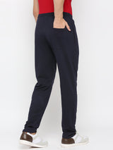 Men Premium Cotton Blend Navy Trackpant -Underjeans By Spykar