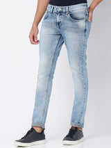 Spykar Light Blue Cotton Slim Fit Narrow Length Jeans For Men (Skinny)