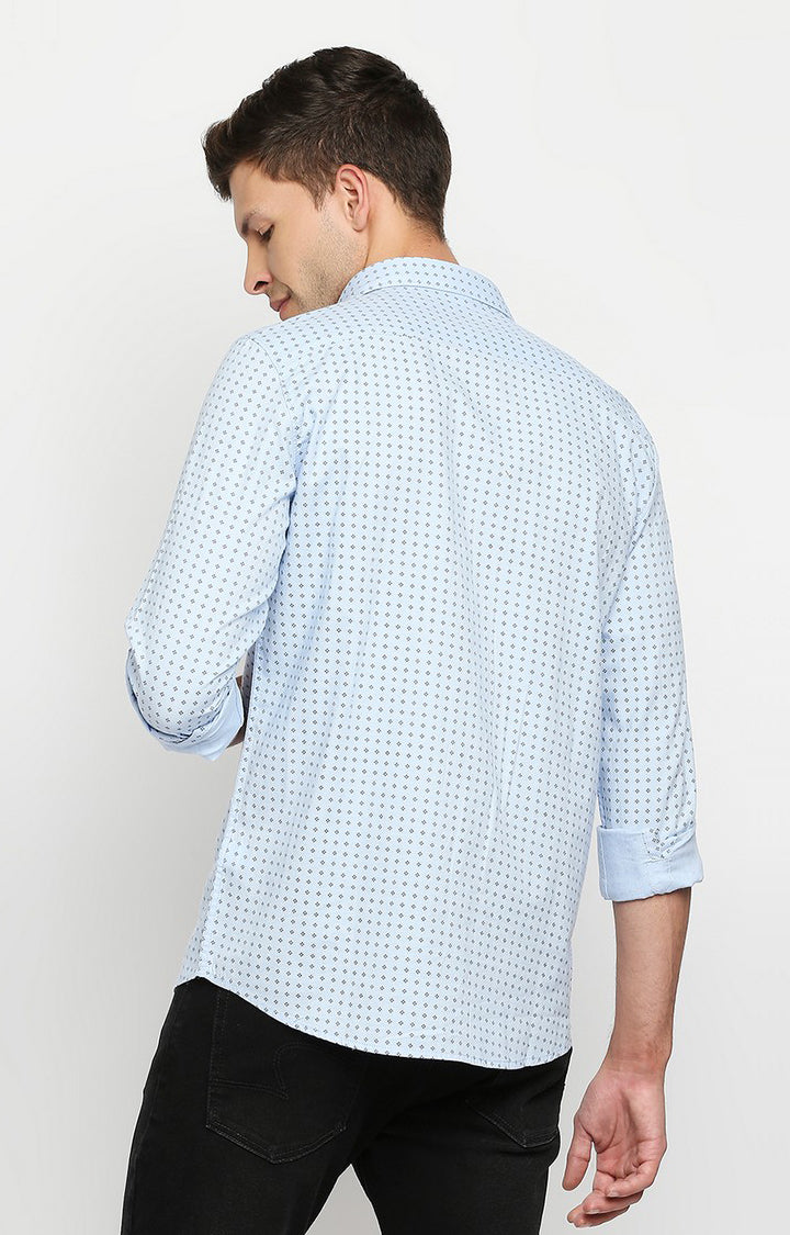 Spykar Men Blue Slim Fit Full Sleeve Checkered Shirt