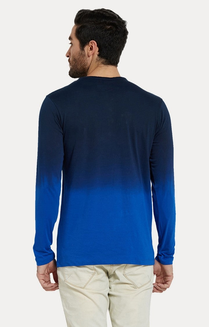 Spykar Blue Colourblock Slim Fit Men T-Shirts