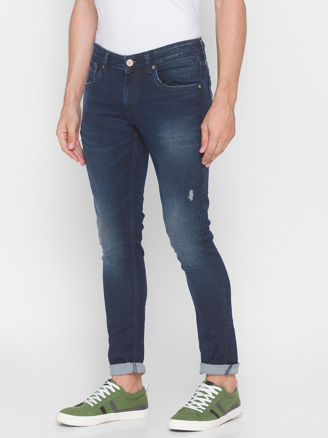 Spykar Men Blue Cotton Slim Fit Tapered Length Jeans (Kano)