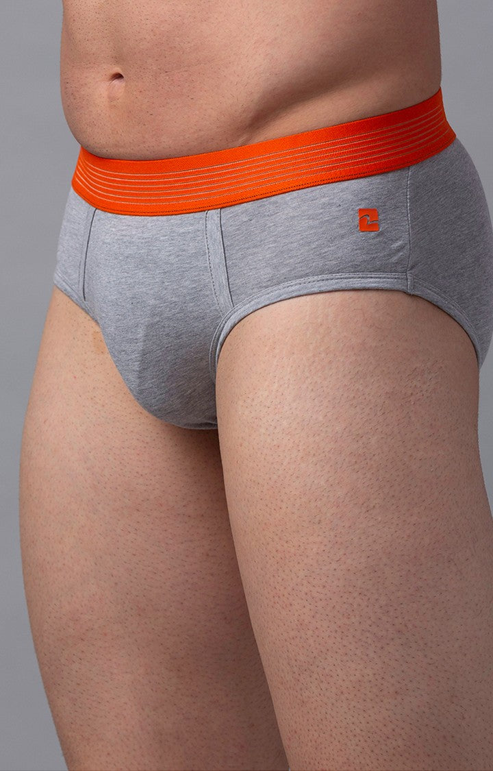 Underjeans By Spykar Grey Solid Briefs For Men