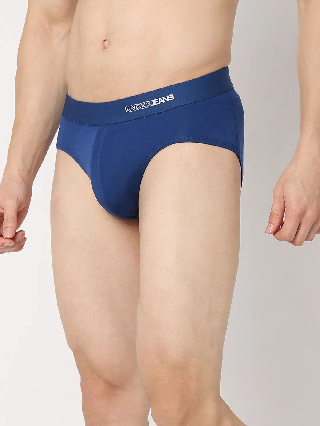 Underjeans By Spykar Men Premium Dark Blue Cotton Blend Regular Fit Brief