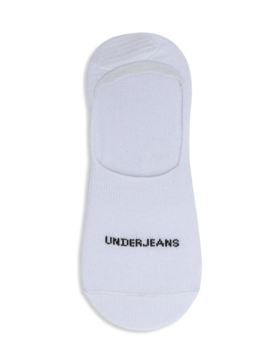 Underjeans By Spykar Men White Cotton Blend No Show Socks - Pack Of 2