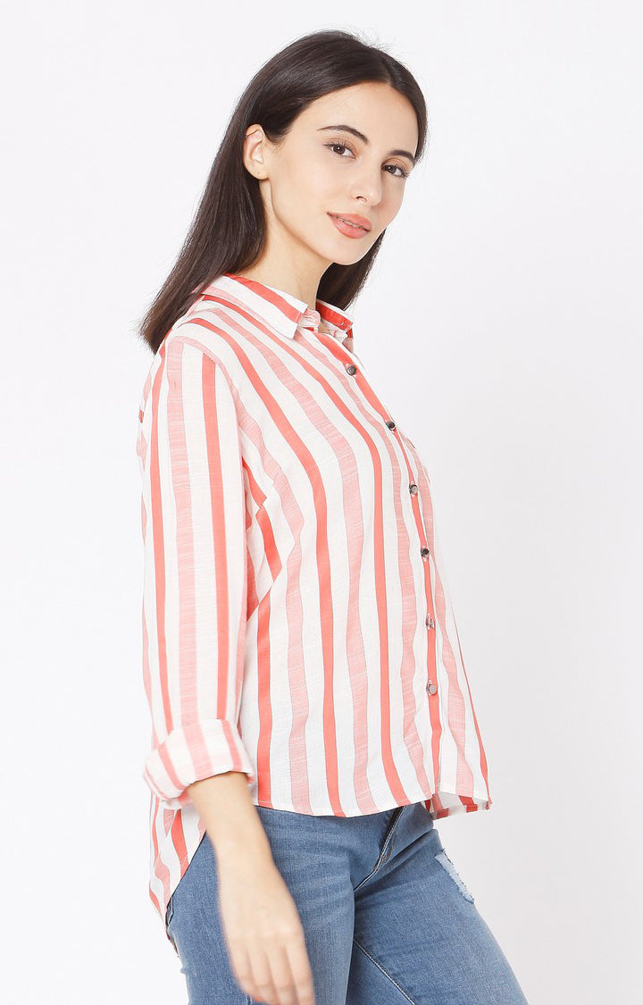 Spykar White Viscose Women Shirts