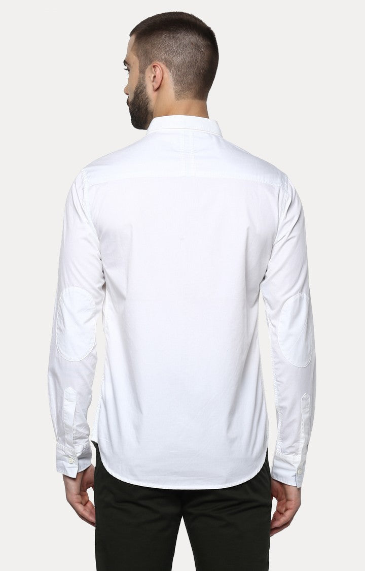 Spykar Men'S White Cotton Solid Casual Shirts