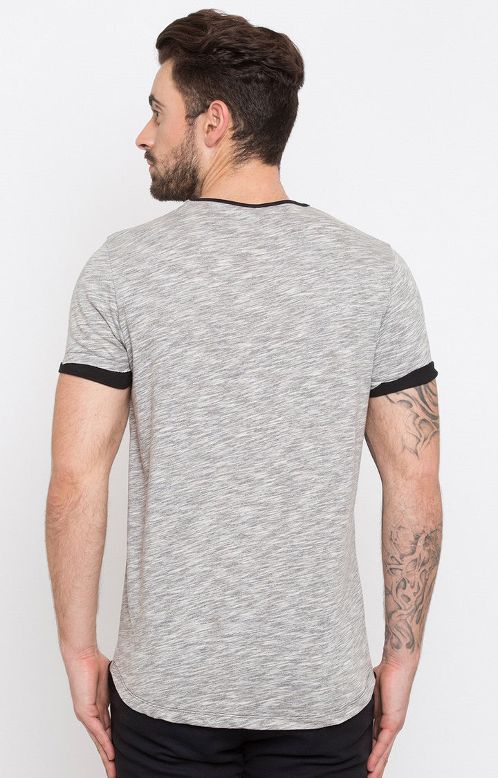 Spykar Grey Melange Slim Fit Men T-Shirts