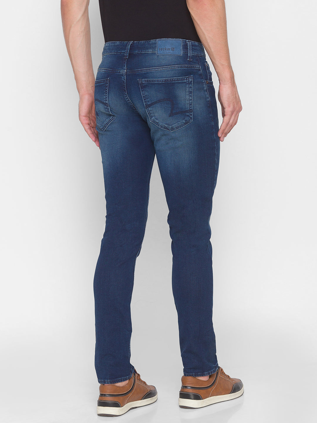 Spykar Men Blue Cotton Regular Fit Narrow Length Jeans (Rover)