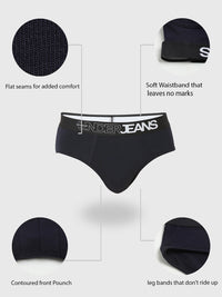Underjeans By Spykar Men Premium Navy Brief Pack Of 2