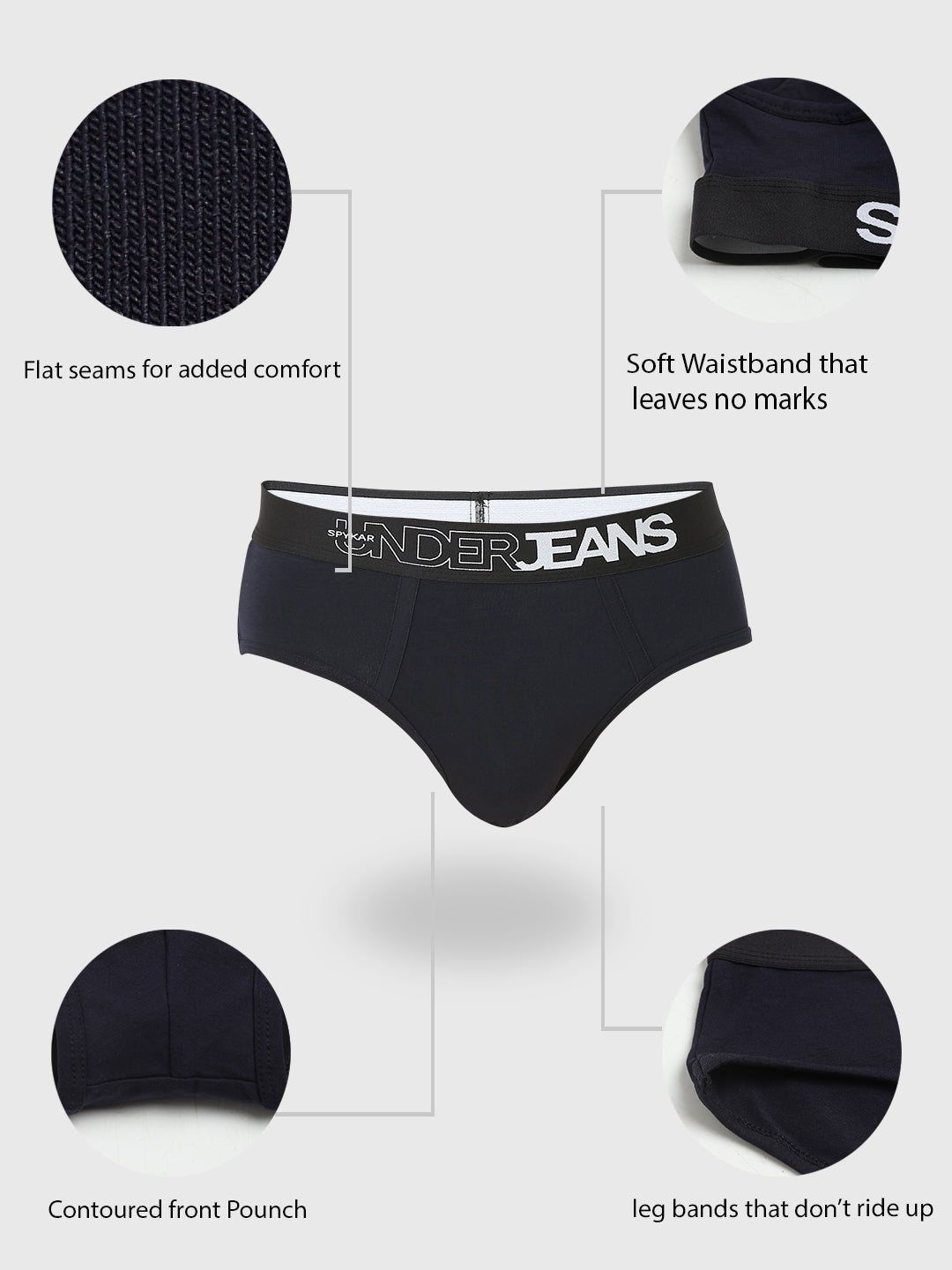 Underjeans By Spykar Men Premium Navy Brief Pack Of 2