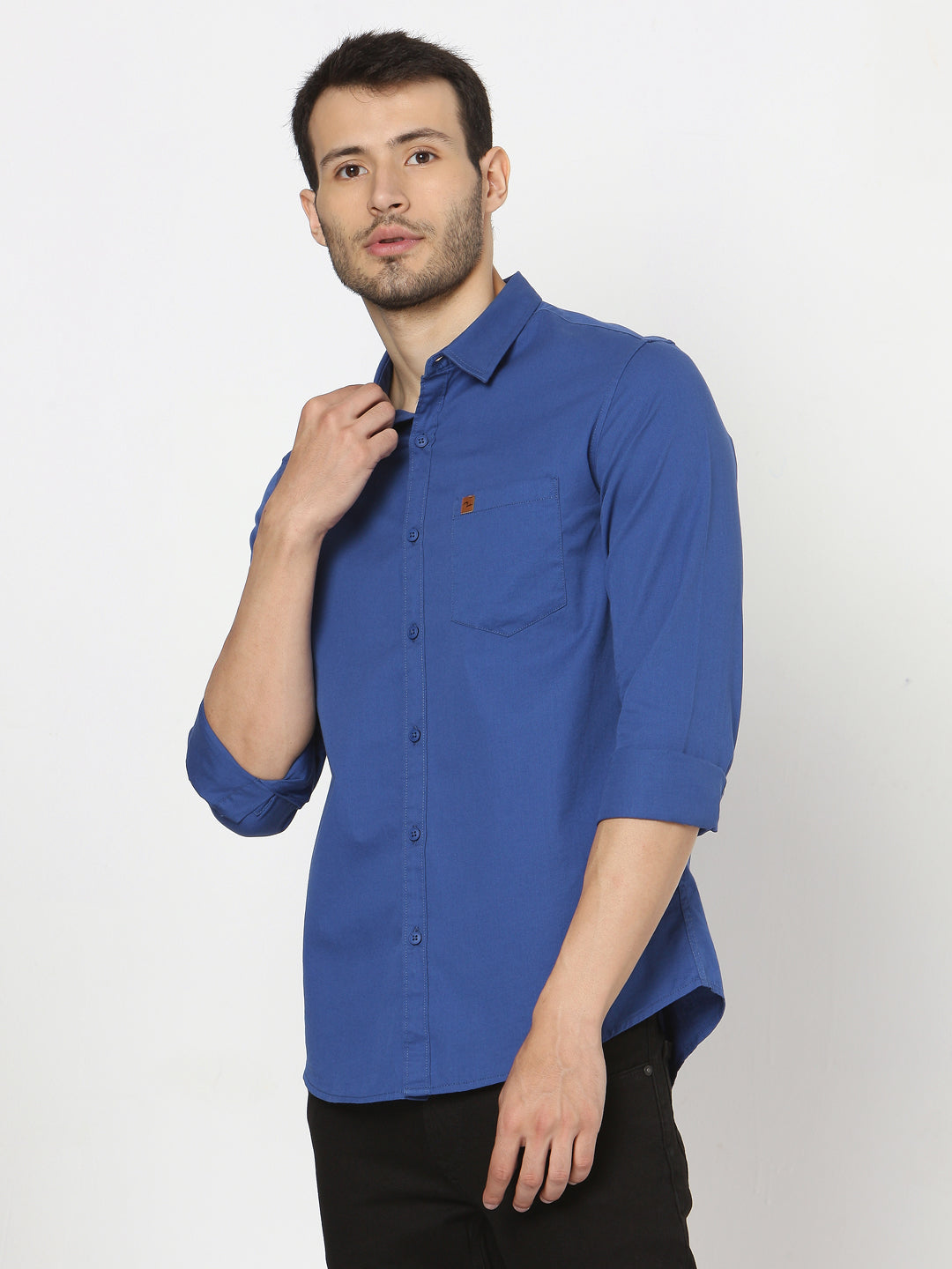 Spykar Slim Fit Men Blue Cotton Casual Shirts