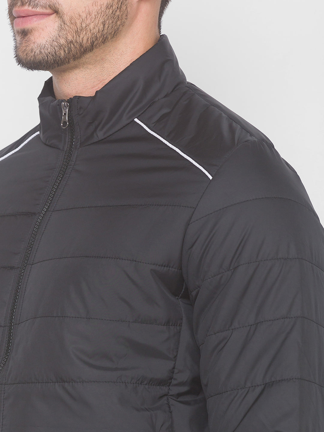 Spykar Black Polyester Men Front Open Jacket