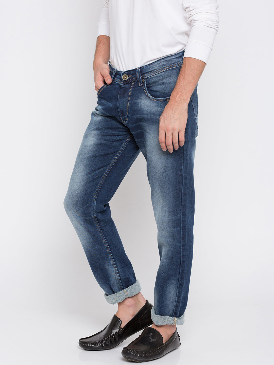 Spykar Men Blue Solid Skinny Fit Jeans