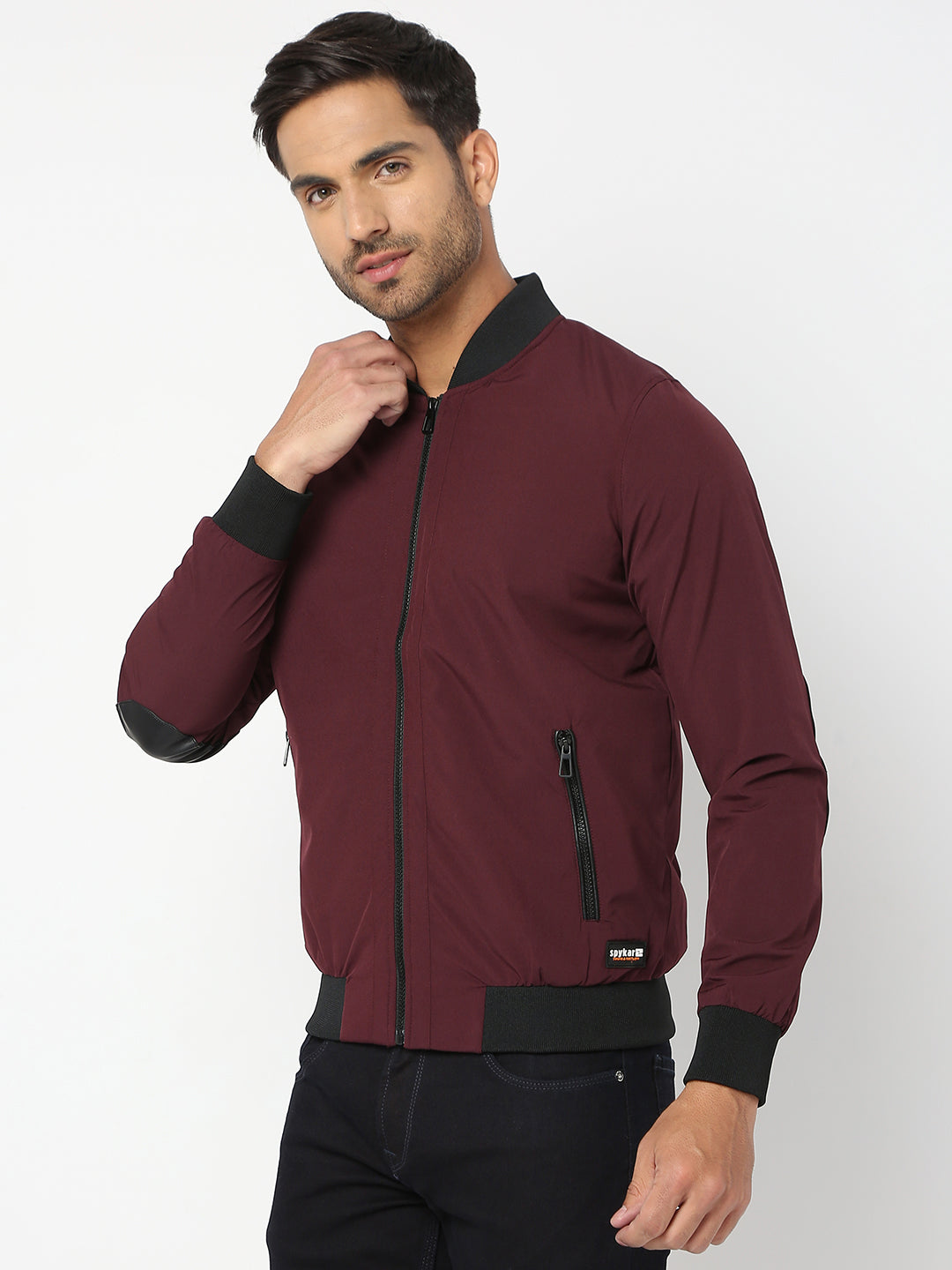 Spykar Men Wine Nylon Regular Fit Jacket