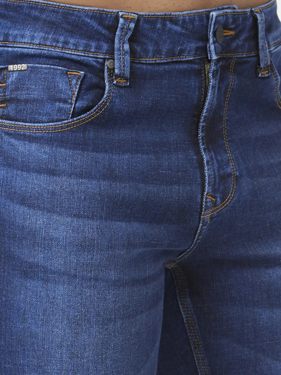 Spykar Men Mid Blue Cotton Stretch Comfort Fit Regular Length Clean Look Mid Rise Jeans (Rafter)