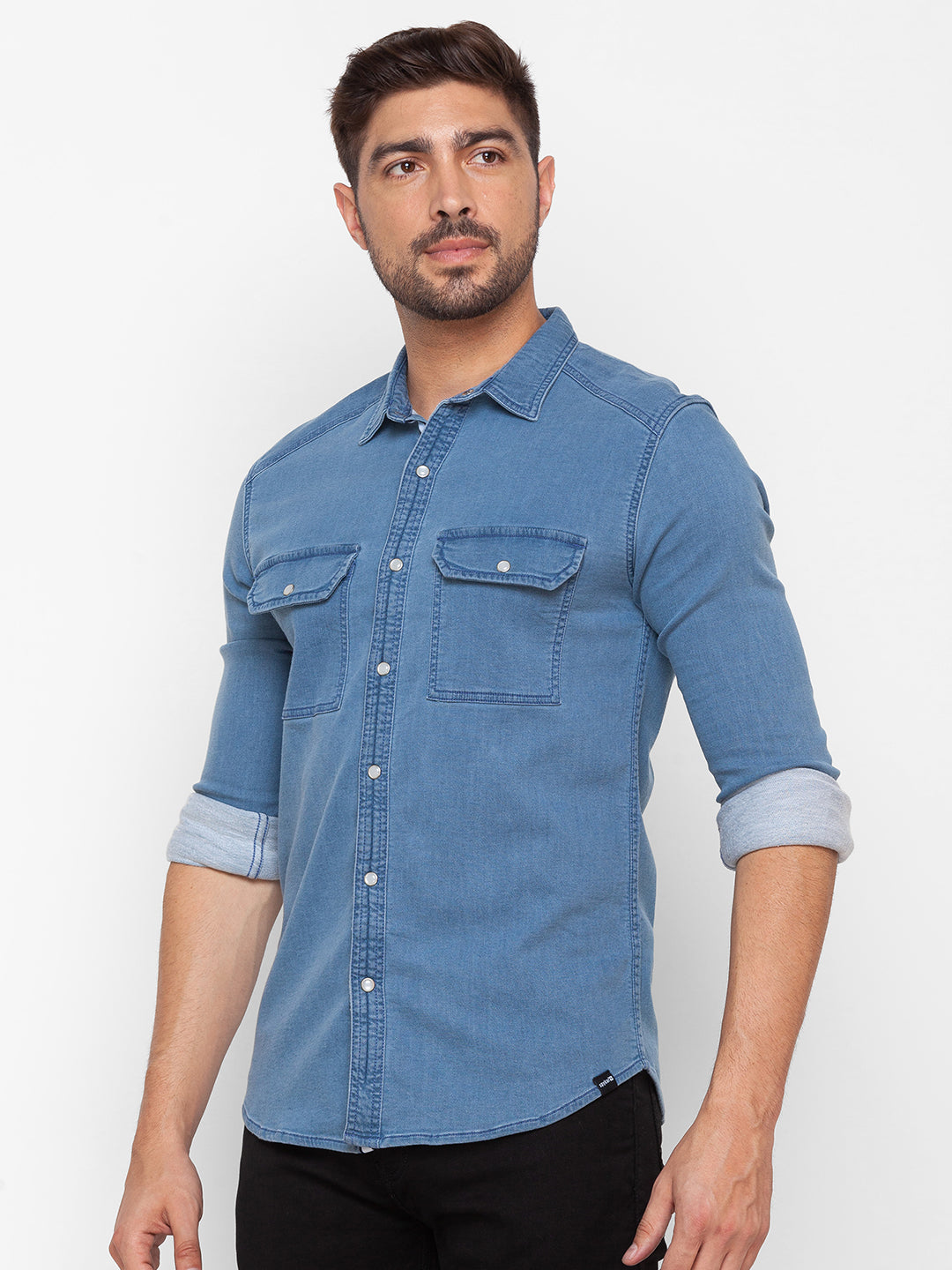Buy Spykar Light Blue Cotton Slim Fit Denim Shirt for Mens Online @ Tata  CLiQ