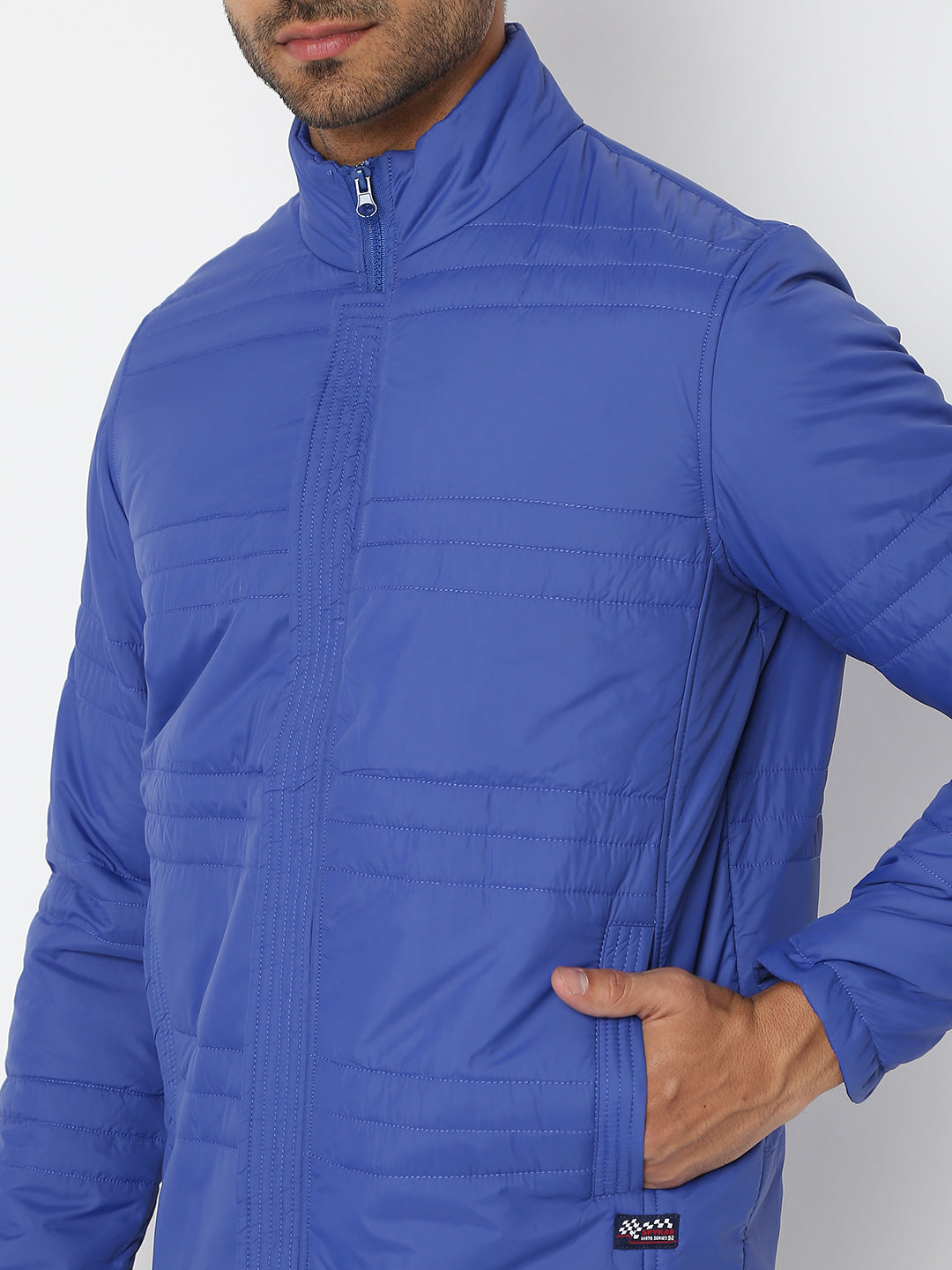 Spykar Men Royal Blue Nylon Regular Fit Jacket