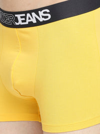 Men Premium Yellow & Dark Grey Cotton Blend Trunk - Pack Of 2- Underjeans By Spykar
