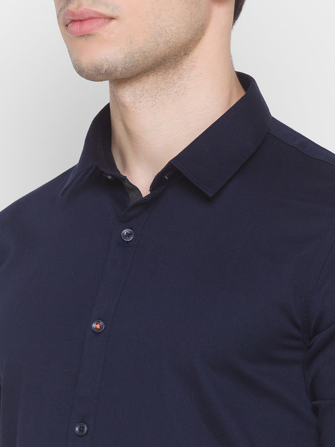 Spykar Slim Fit Blue Cotton Men Shirt